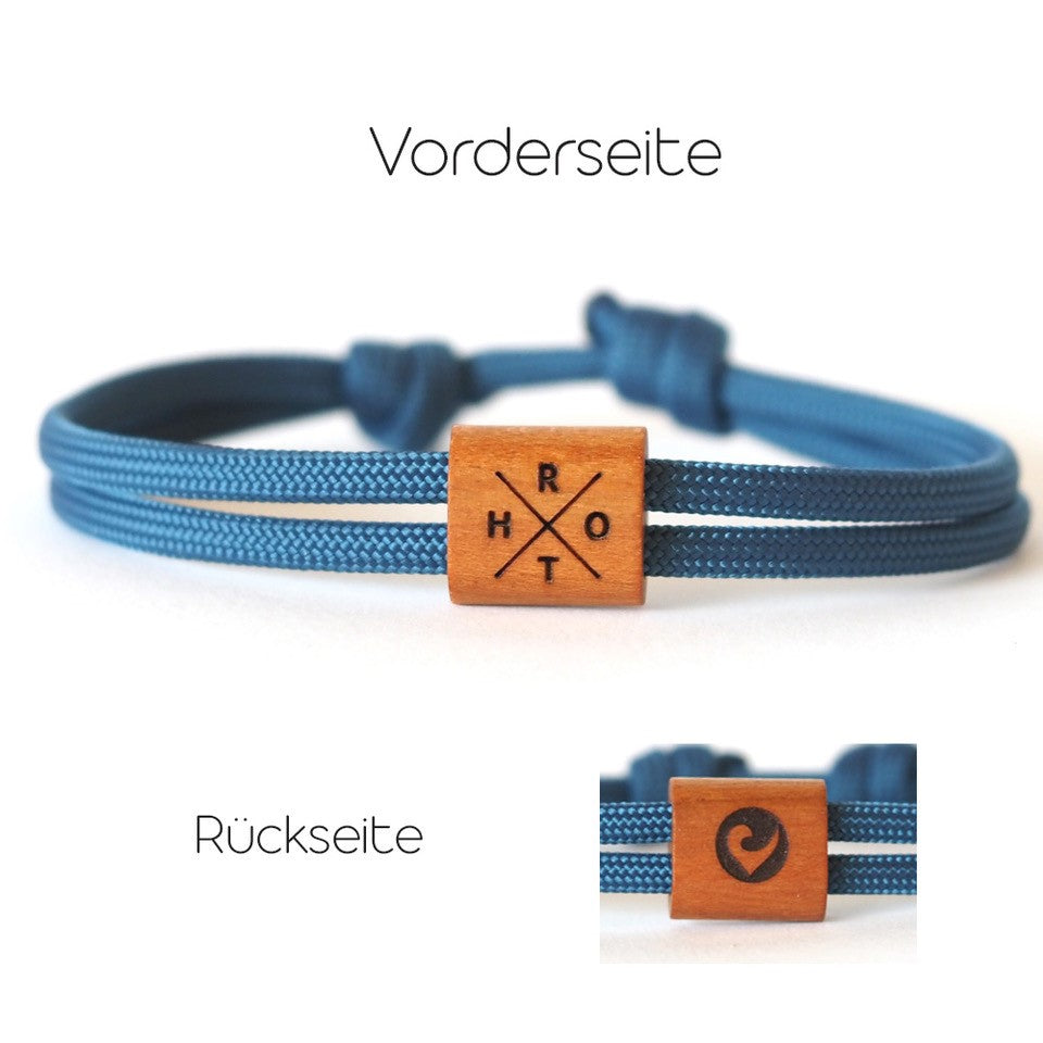 ROTH x myjori sailing rope bracelets wood Cross blue - Stylisches Accesoire im Cross- Design