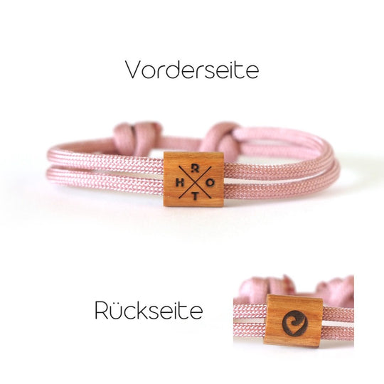 ROTH x myjori sailing rope bracelets wood Cross pink - Stylisches Accesoire im Cross- Design