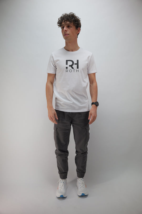 Unisex Casual T-Shirt RH/TRI Basic Line weiß - Klassischer Look mit dem ROTH Aufdruck